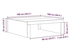Mesa de centro | Mesa de apoio Carvalho 100x100x35 cm^ Mesa De Centro