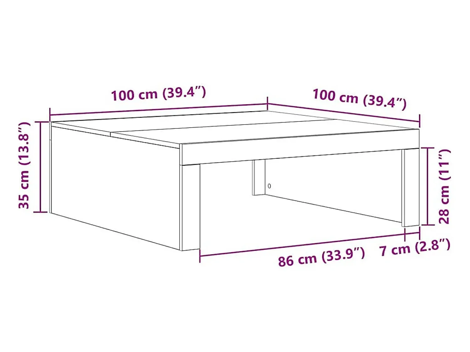 Mesa de centro | Mesa de apoio Carvalho 100x100x35 cm^ Mesa De Centro