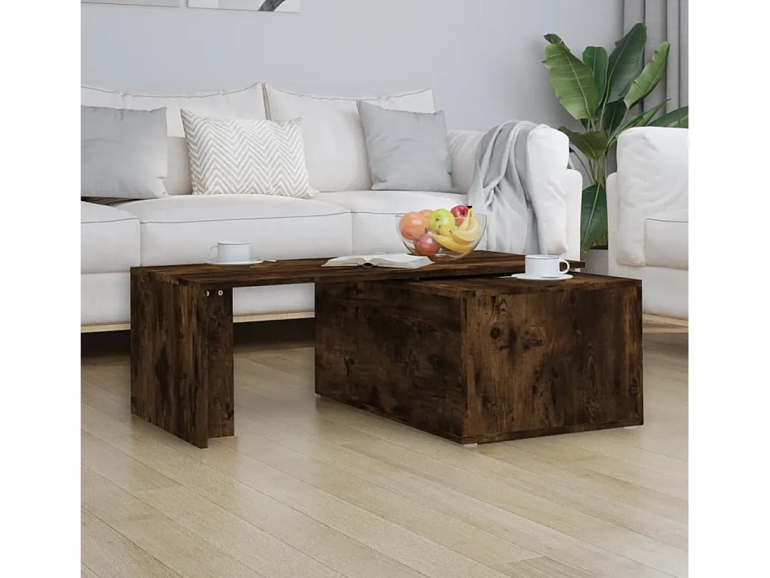 Mesa De Centro* Mesa de centro | Mesa de apoio 150x50x35cm derivados de madeira carvalho fumado Castanho