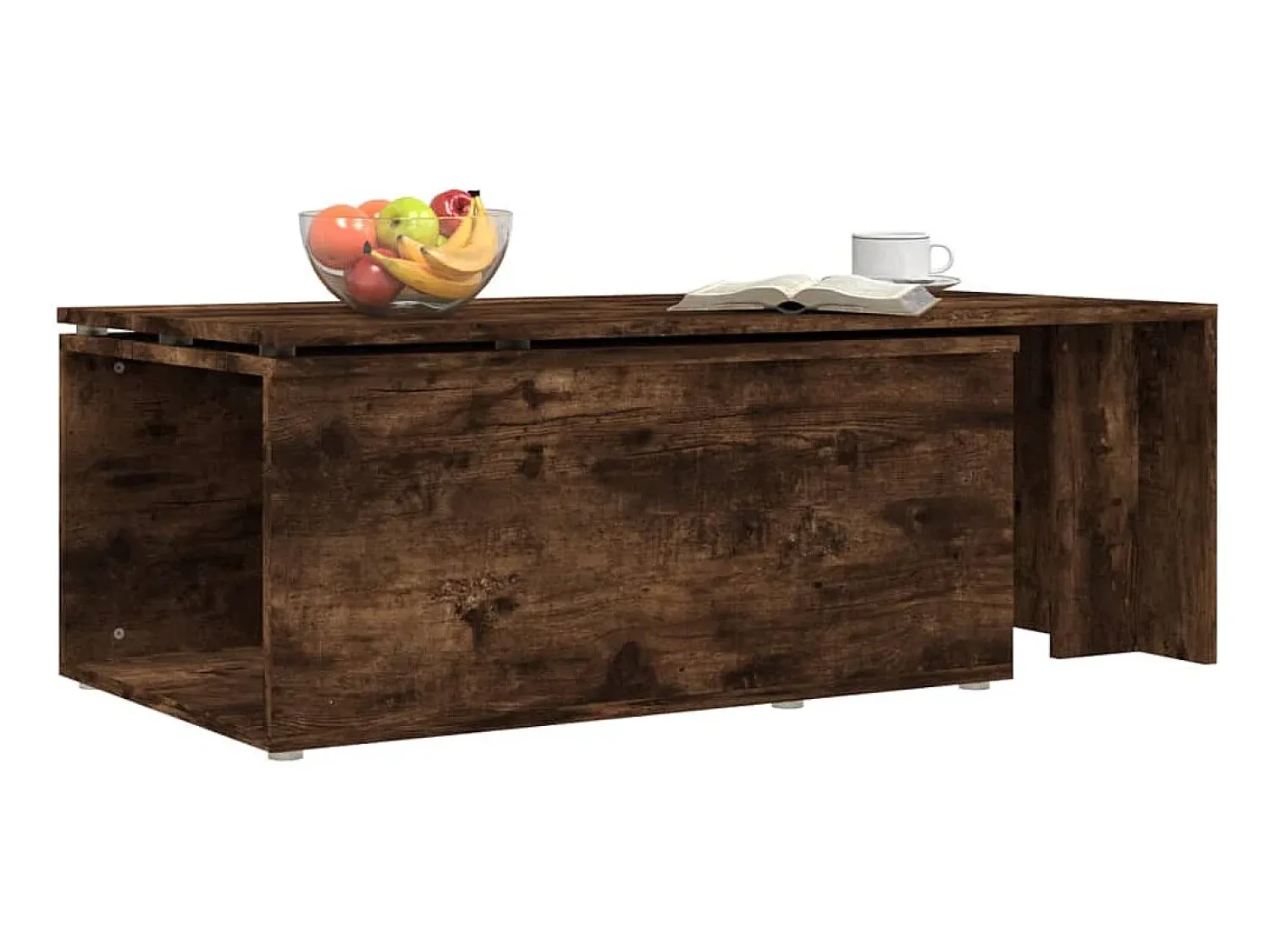 Mesa De Centro* Mesa de centro | Mesa de apoio 150x50x35cm derivados de madeira carvalho fumado Castanho