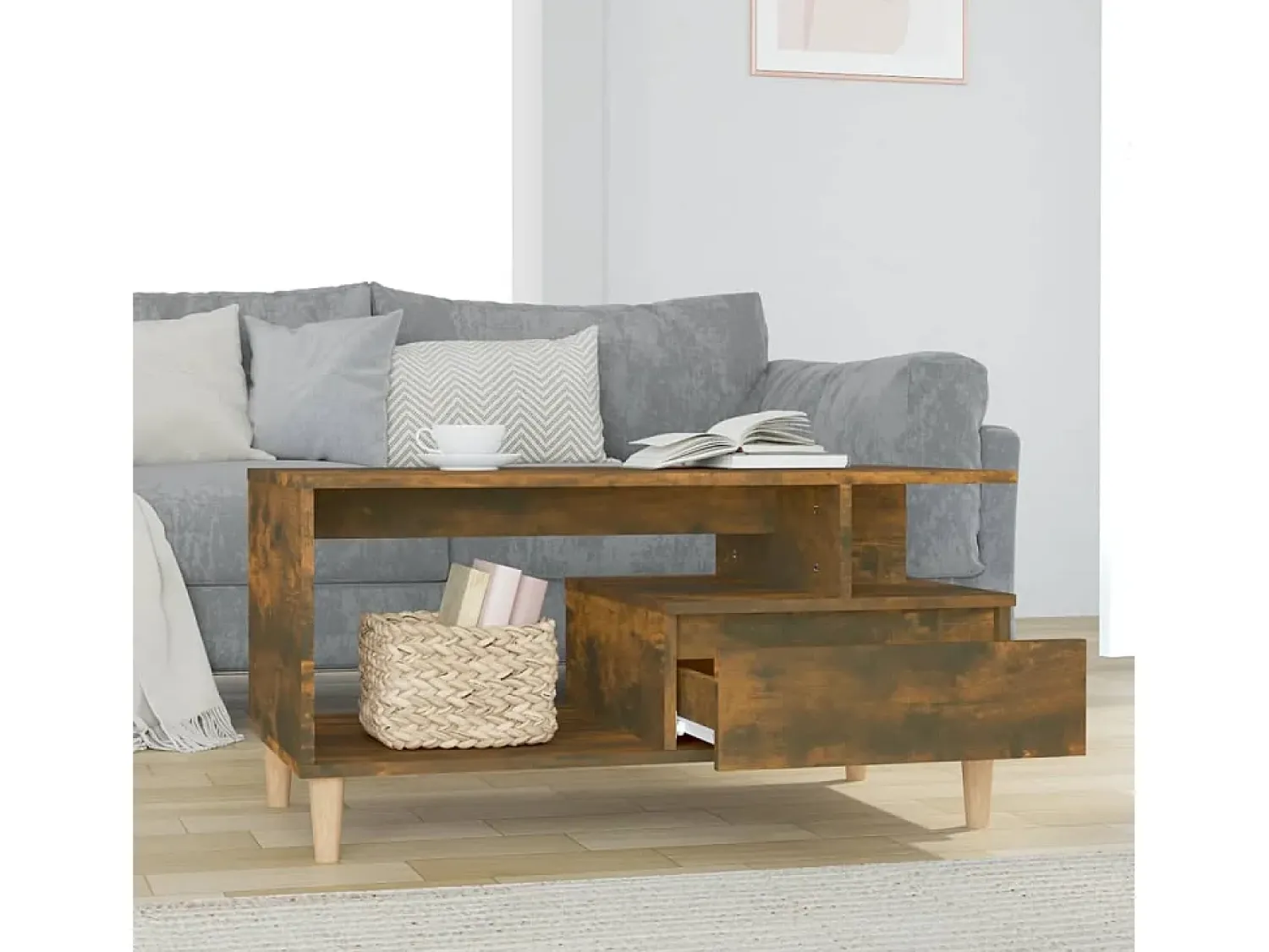 Discount Mesa de centro | Mesa de apoio 90x49x45 cm derivados madeira carvalho fumado Castanho