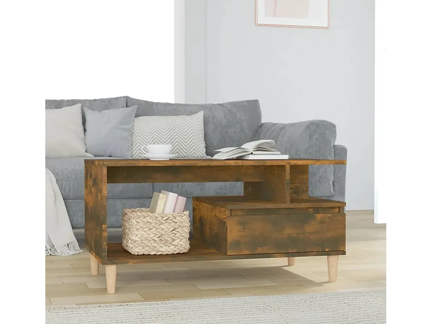 Discount Mesa de centro | Mesa de apoio 90x49x45 cm derivados madeira carvalho fumado Castanho