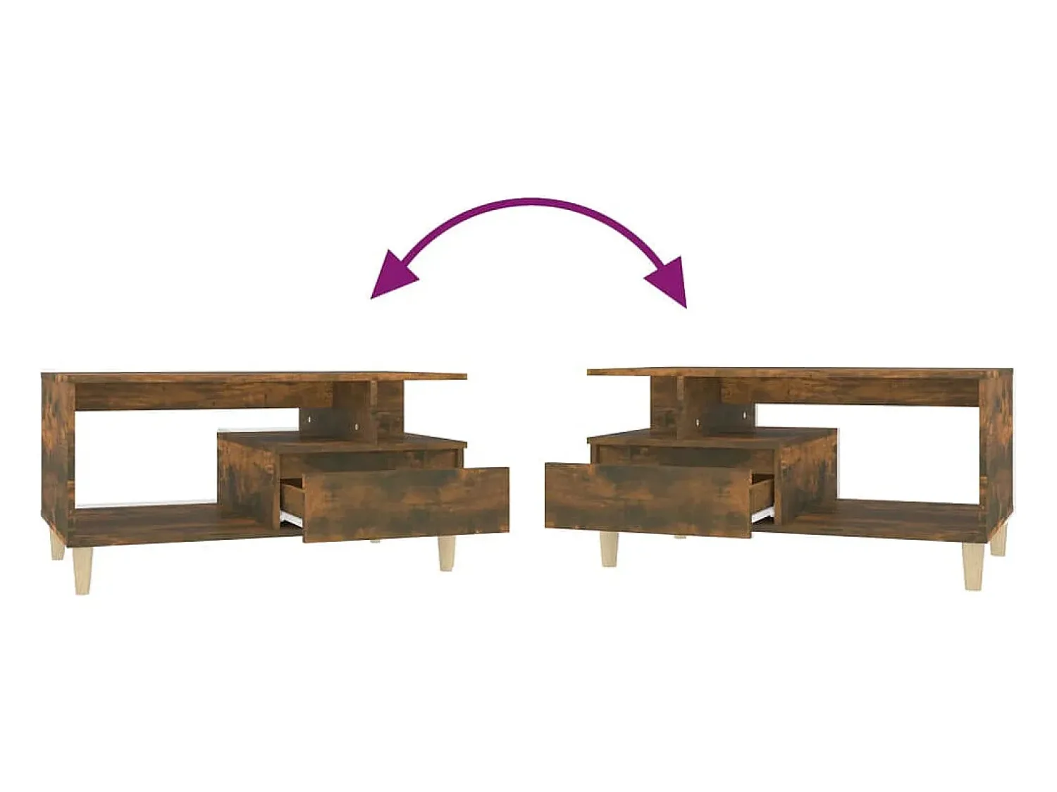 Discount Mesa de centro | Mesa de apoio 90x49x45 cm derivados madeira carvalho fumado Castanho