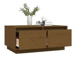 Mesa de centro | Mesa de apoio 80x50x35 cm madeira de pinho maciça -mel^ Mesa De Centro