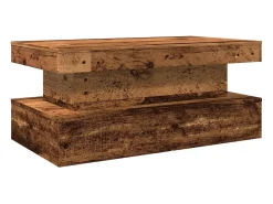 Mesa de centro | Mesa de apoio com luzes LED 90x50x40 cm madeira velha^ Mesa De Centro