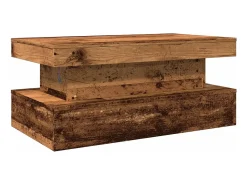 Mesa de centro | Mesa de apoio com luzes LED 90x50x40 cm madeira velha^ Mesa De Centro