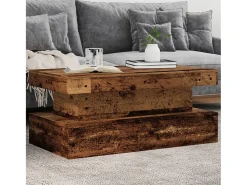 Mesa de centro | Mesa de apoio com luzes LED 90x50x40 cm madeira velha^ Mesa De Centro