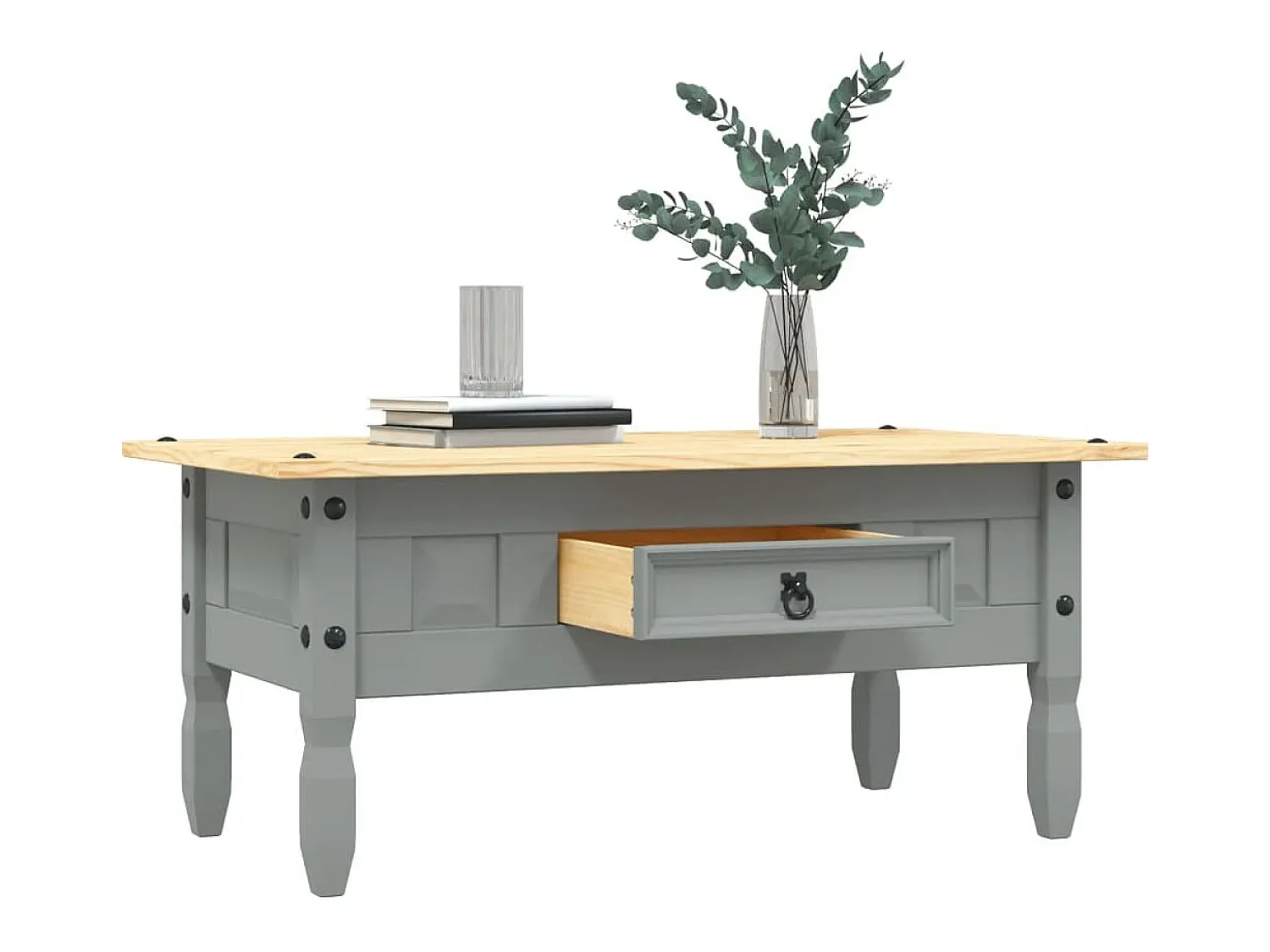 Mesa de centro | Mesa de apoio Corona pinho mexicano 100x55x44 cm^ Mesa De Centro