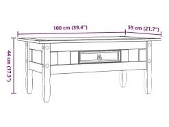 Mesa de centro | Mesa de apoio Corona pinho mexicano 100x55x44 cm^ Mesa De Centro