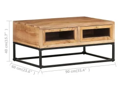 Mesa De Centro* Mesa de centro | Mesa de apoio | Mesa de café 90x60x40 cm madeira de acácia maciça Castanho