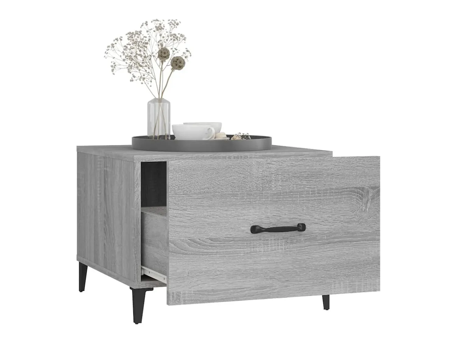 Discount Mesa de centro | Mesa de apoio | Mesa de café c/ pernas de metal 50x50x40 cm sonoma Cinzento