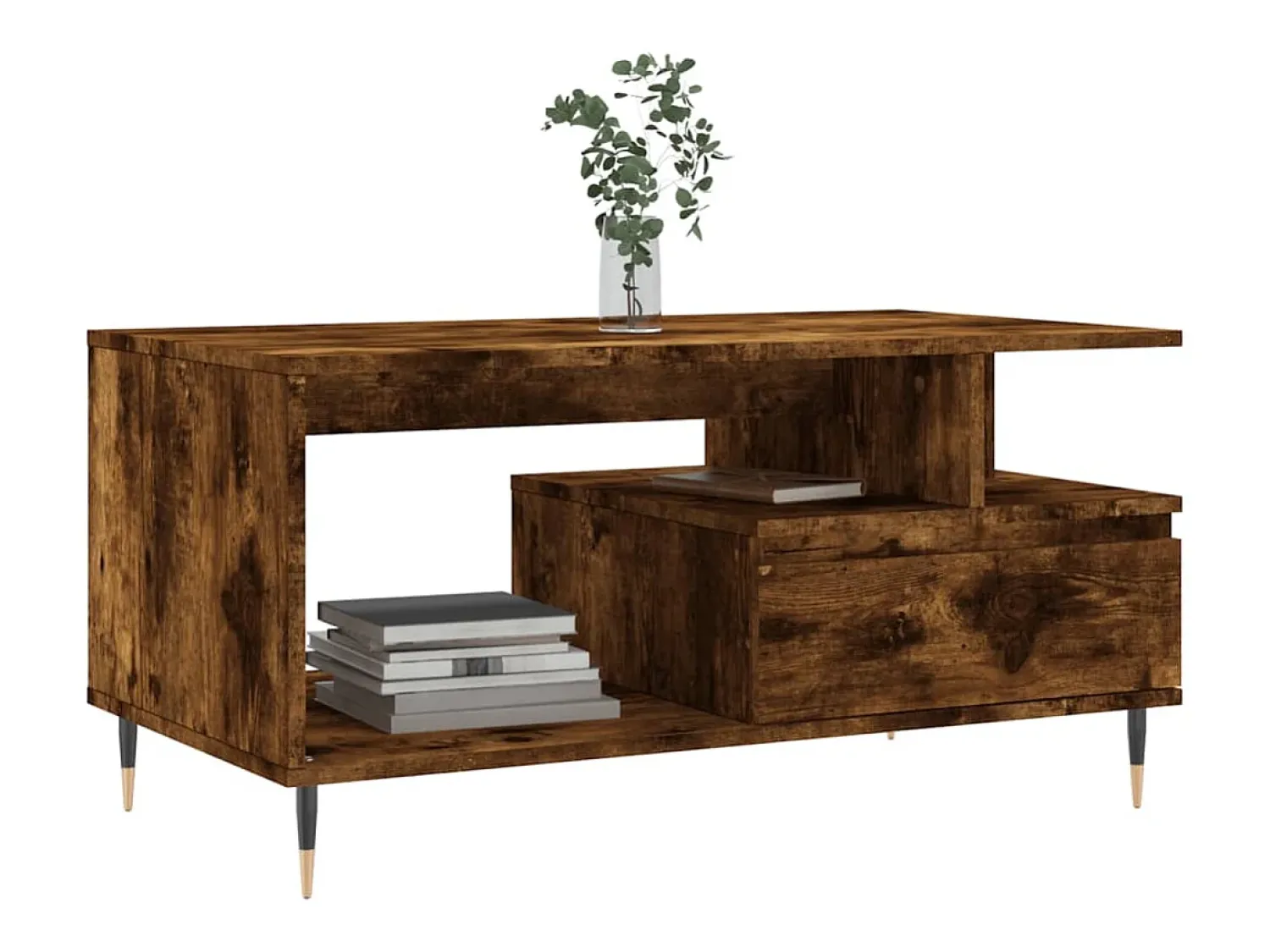 Discount Mesa de centro | Mesa de apoio 90x49x45 cm derivados madeira carvalho fumado Castanho
