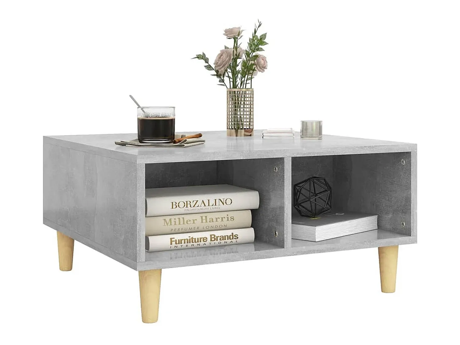 Outlet Mesa de centro | Mesa de apoio 60x60x30 cm derivados de madeira cinza cimento Cinzento