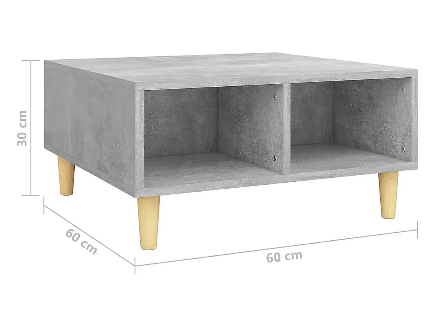 Outlet Mesa de centro | Mesa de apoio 60x60x30 cm derivados de madeira cinza cimento Cinzento