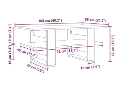 Mesa De Centro| Mesa de centro | Mesa de apoio 102x55x42 cm madeira processada carvalho sonoma Castanho
