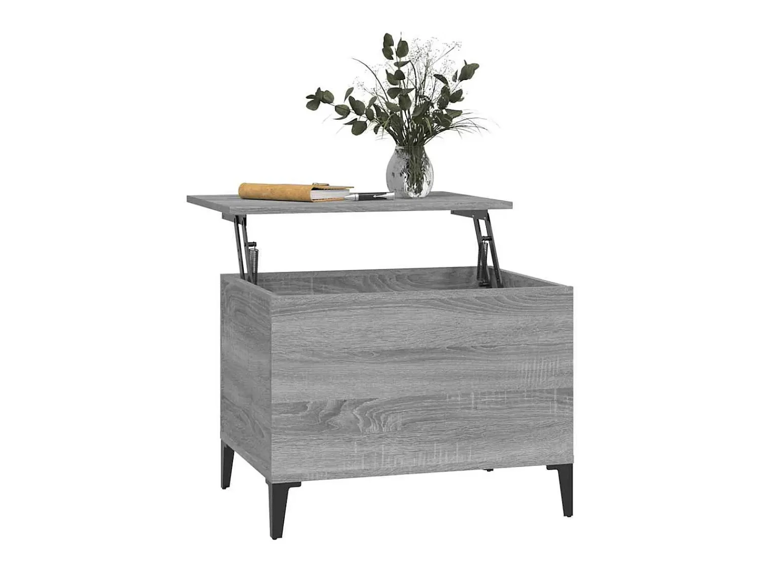 Mesa De Centro| Mesa de centro | Mesa de apoio 60x44.5x45 cm derivados de madeira cinza sonoma Cinzento