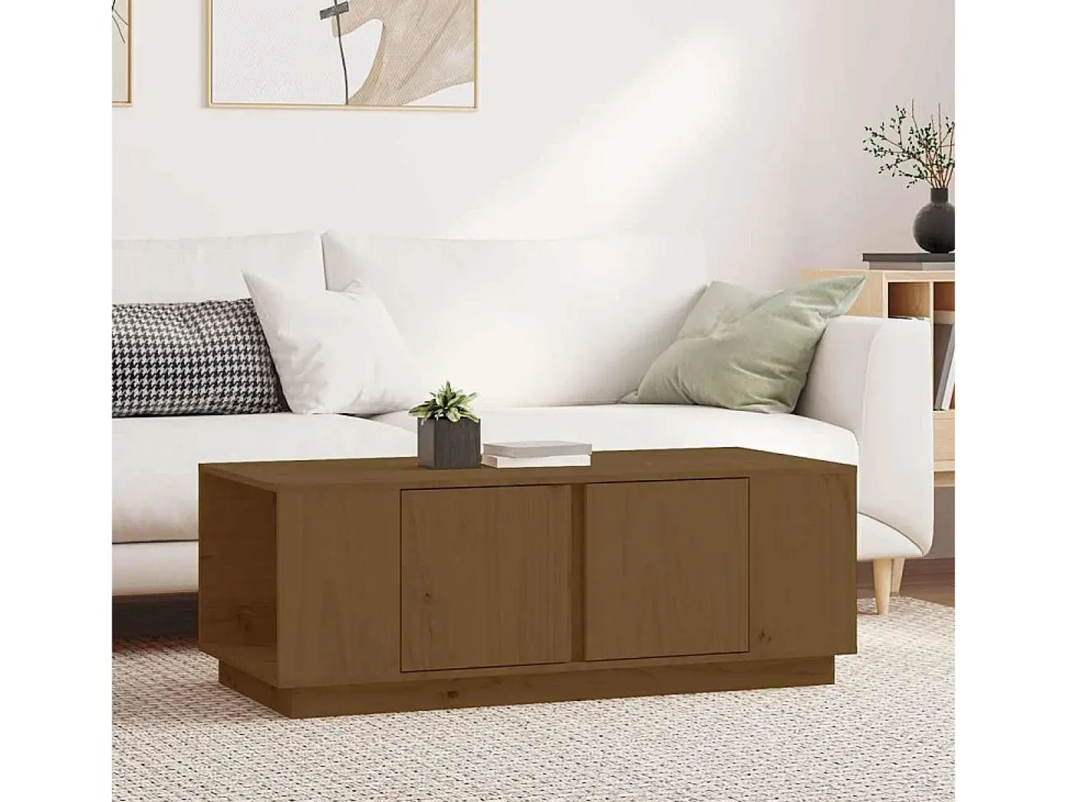 Sale Mesa de centro | Mesa de apoio 110x50x40cm madeira de pinho maciça mel Castanho