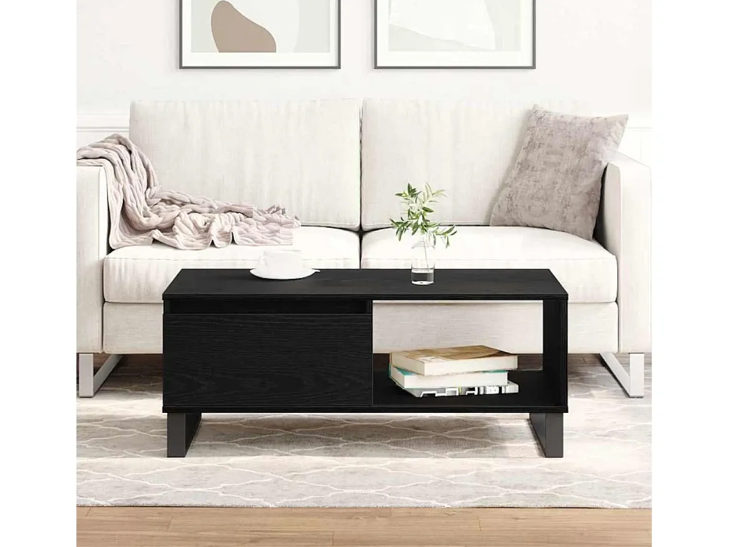 Mesa de centro | Mesa de apoio Mesa de Café with Drawer Carvalho 90x50x36.5 cm^ Mesa De Centro