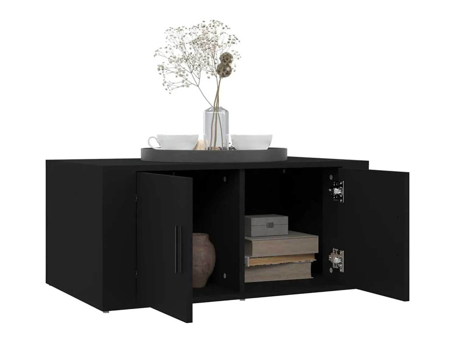 Mesa De Centro* Mesa de centro | Mesa de apoio 80x50x36 cm derivados de madeira Preto