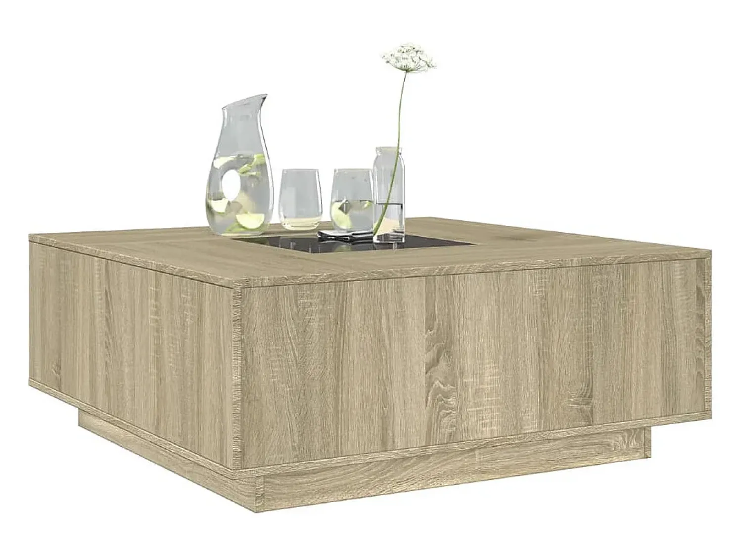 Mesa de centro | Mesa de apoio luzes LED Infinity 100x100x40 cm carvalho sonoma^ Mesa De Centro