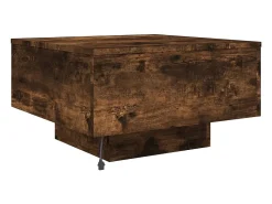 Mesa De Centro| Mesa de centro | Mesa de apoio com luzes LED 55x55x31 cm carvalho fumado Castanho