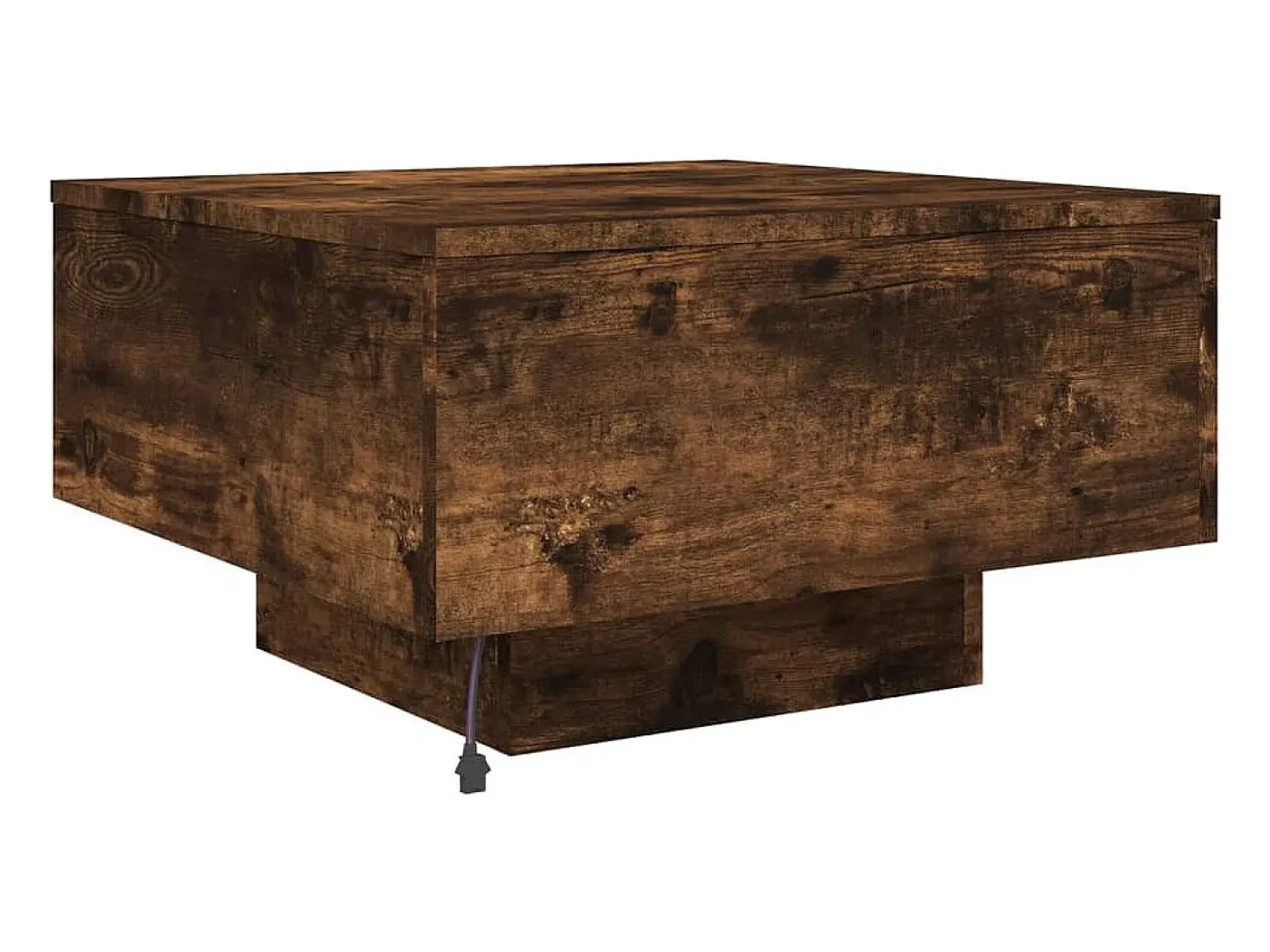 Mesa De Centro| Mesa de centro | Mesa de apoio com luzes LED 55x55x31 cm carvalho fumado Castanho