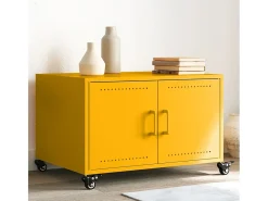 Mesa De Centro| Mesa de centro | Mesa de apoio 68x50x43.5 cm aço mostarda Amarelo
