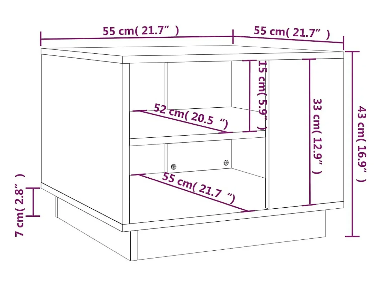 Sale Mesa de centro | Mesa de apoio 55x55x43 cm derivados de madeira carvalho sonoma Castanho