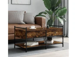Mesa de centro | Mesa de apoio 99x50x50 cm derivados de madeira carvalho fumado^ Mesa De Centro