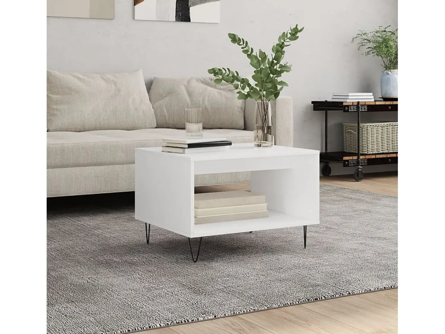 Online Mesa de centro | Mesa de apoio 60x50x40 cm derivados de madeira Branco