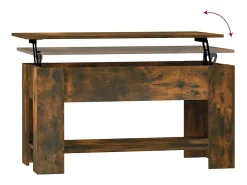 Mesa De Centro| Mesa de centro | Mesa de apoio 101x49x52 cm madeira processada carvalho fumado Castanho