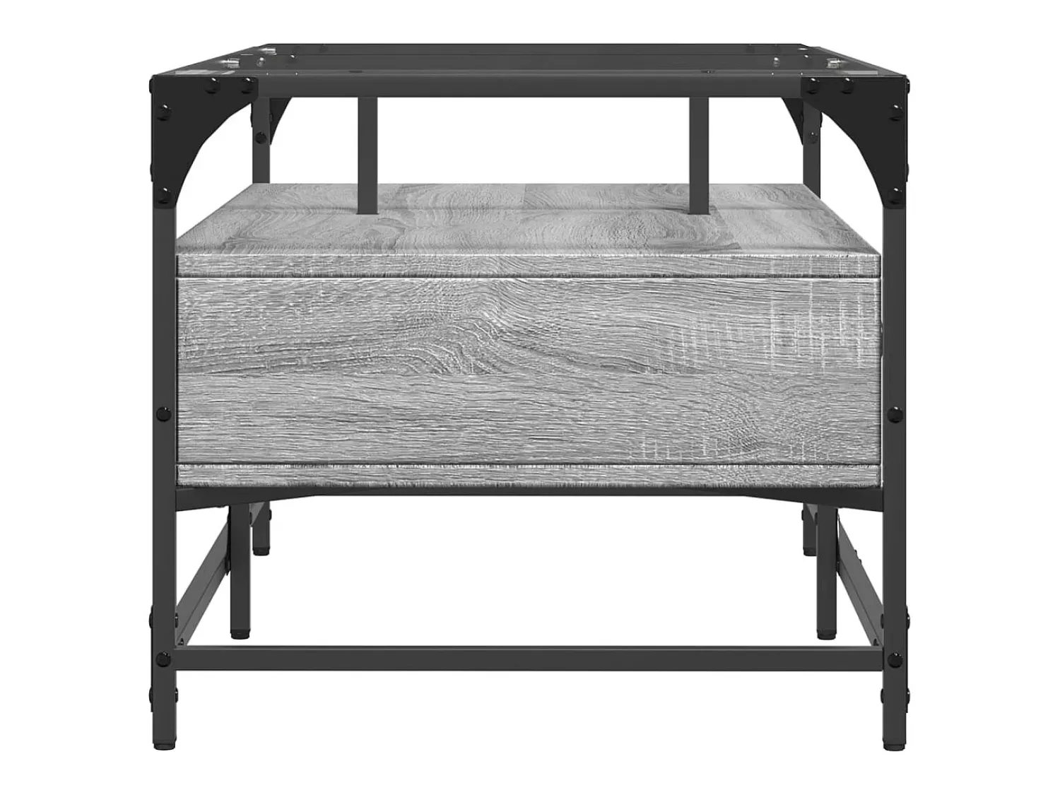 Mesa De Centro* Mesa de centro | Mesa de apoio c/ topo de vidro 98.5x50x45 cm cinza sonoma aço Cinzento