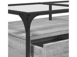Mesa De Centro* Mesa de centro | Mesa de apoio c/ topo de vidro 98.5x50x45 cm cinza sonoma aço Cinzento