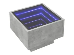 New Mesa de centro | Mesa de apoio c/ LEDs 40x40x30 cm derivados de madeira Cinzento