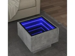 New Mesa de centro | Mesa de apoio c/ LEDs 40x40x30 cm derivados de madeira Cinzento