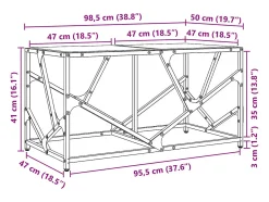 Mesa de centro | Mesa de apoio c/ topo em vidro 98.5x50x41 cm aço^ Mesa De Centro