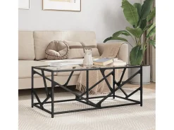Mesa de centro | Mesa de apoio c/ topo em vidro 98.5x50x41 cm aço^ Mesa De Centro