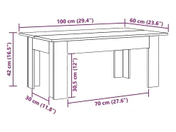 New Mesa de centro | Mesa de apoio | Mesa de café 100x60x42 cm derivados madeira carvalho artisiano Castanho