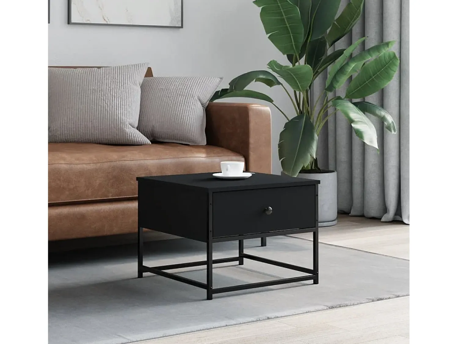 Mesa De Centro* Mesa de centro | Mesa de apoio 51x51x40 cm derivados de madeira Preto
