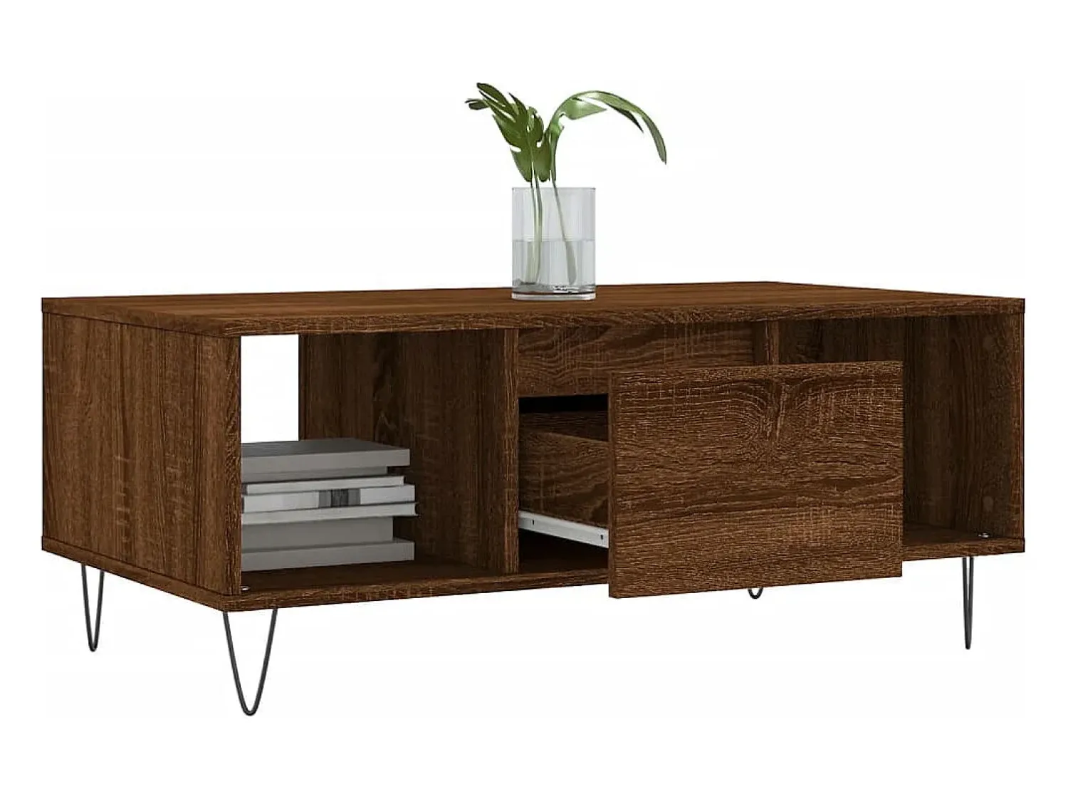 Mesa de centro | Mesa de apoio 90x50x36.5cm derivados madeira carvalho^ Mesa De Centro