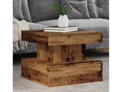 Discount Mesa de centro | Mesa de apoio com luzes LED 50x50x40 cm madeira velha Castanho