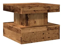 Discount Mesa de centro | Mesa de apoio com luzes LED 50x50x40 cm madeira velha Castanho