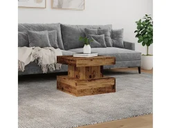 Discount Mesa de centro | Mesa de apoio com luzes LED 50x50x40 cm madeira velha Castanho