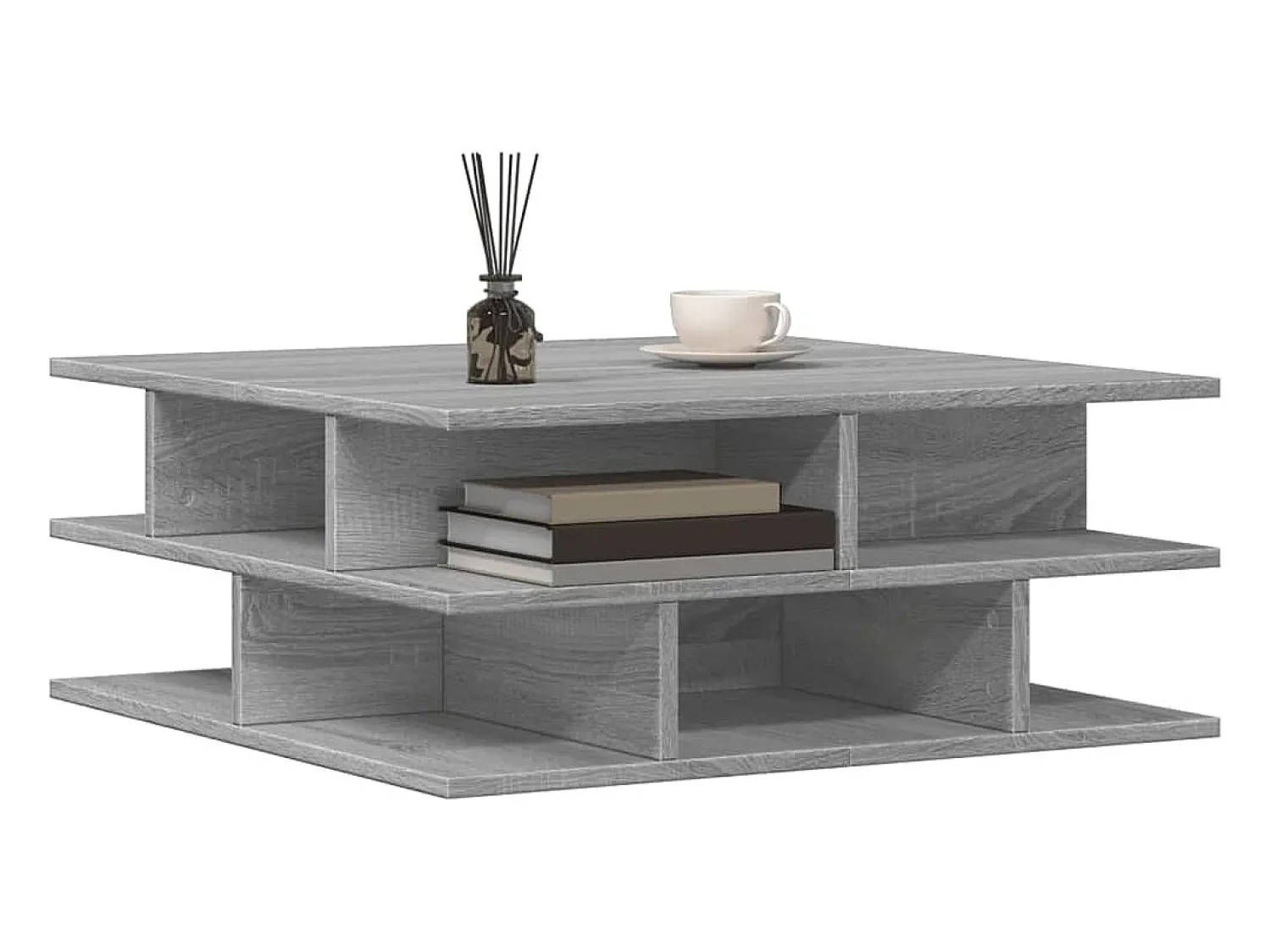 Best Mesa de centro | Mesa de apoio 70x70x29 cm derivados de madeira sonoma Cinzento