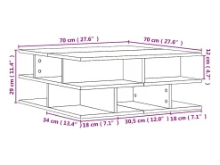 Best Mesa de centro | Mesa de apoio 70x70x29 cm derivados de madeira sonoma Cinzento