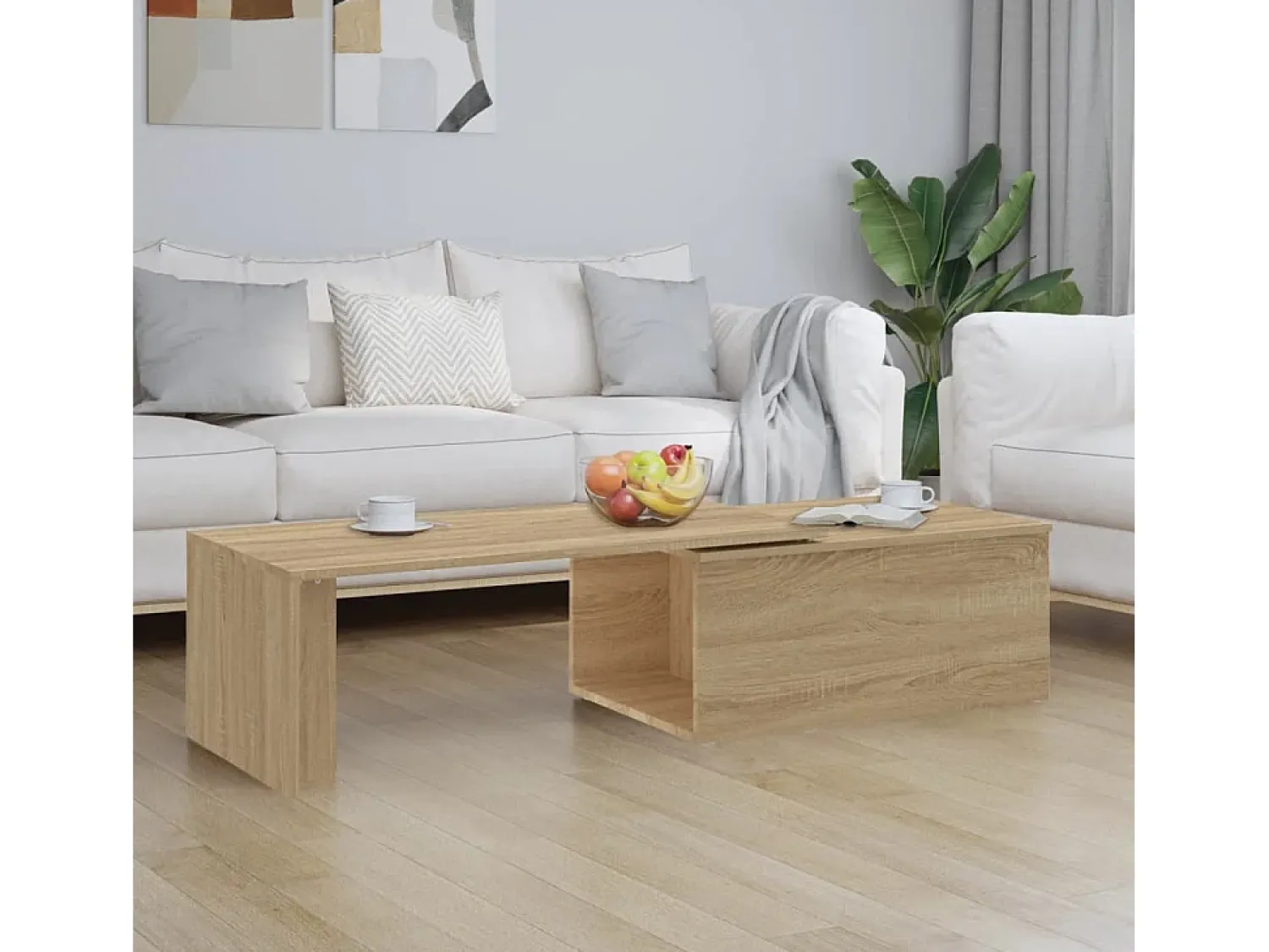 Best Mesa de centro | Mesa de apoio 150x50x35cm derivados de madeira carvalho sonoma Castanho