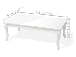Mesa De Centro* Mesa de centro | Mesa de apoio | Mesa de café 115x65x42 cm brilhante Branco