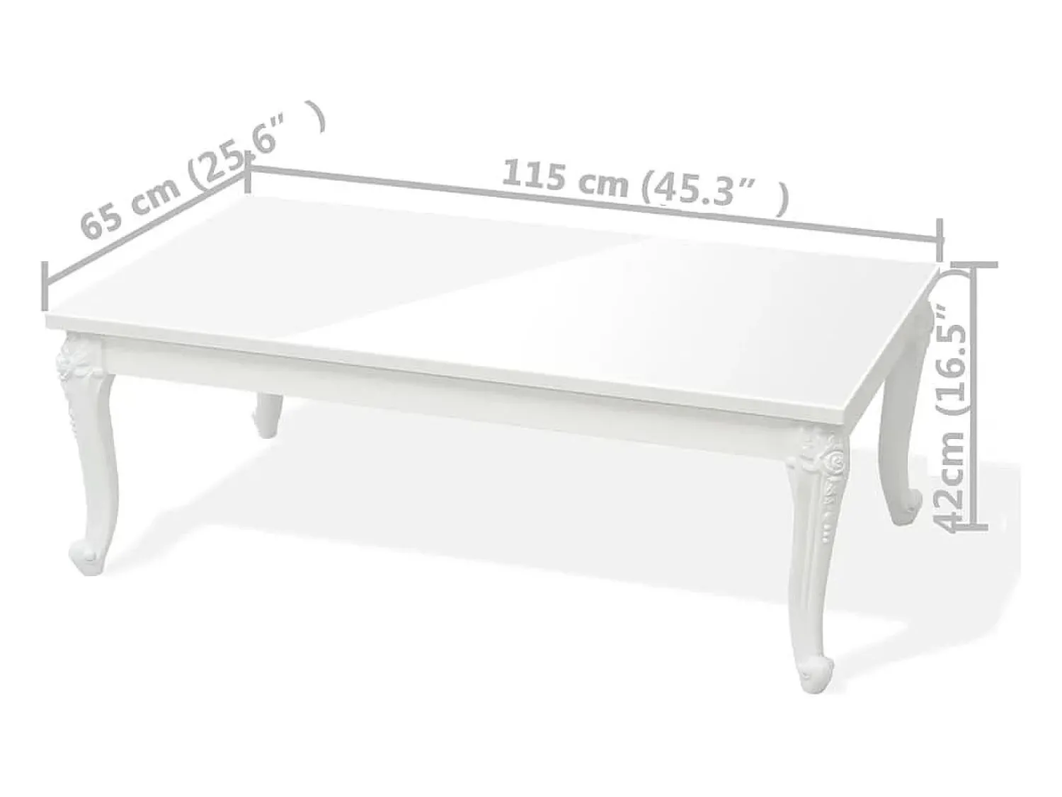 Mesa De Centro* Mesa de centro | Mesa de apoio | Mesa de café 115x65x42 cm brilhante Branco