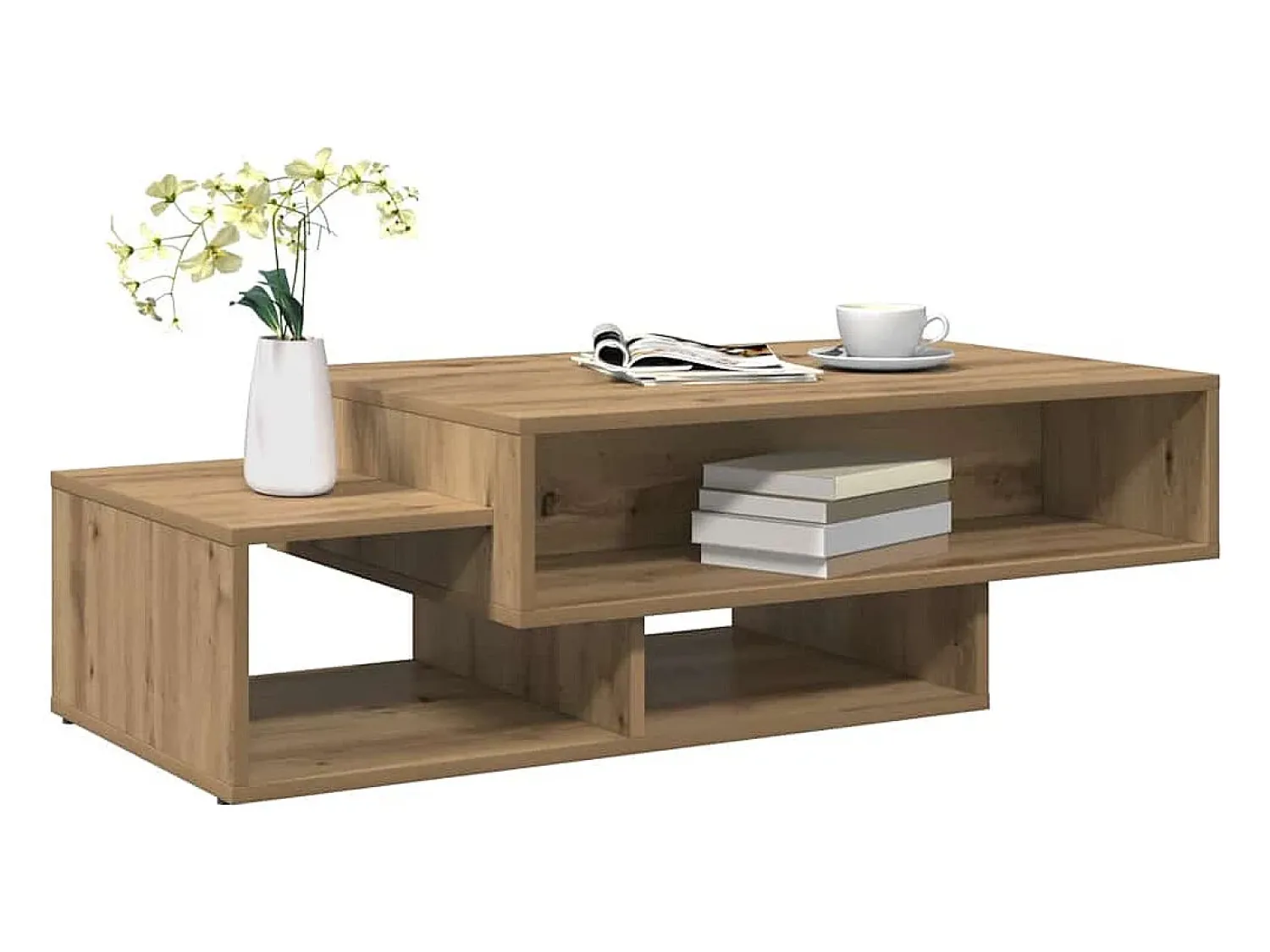 Hot Mesa de centro | Mesa de apoio | Mesa de café 105x55x32 cm deriv. madeira carvalho artisiano Castanho