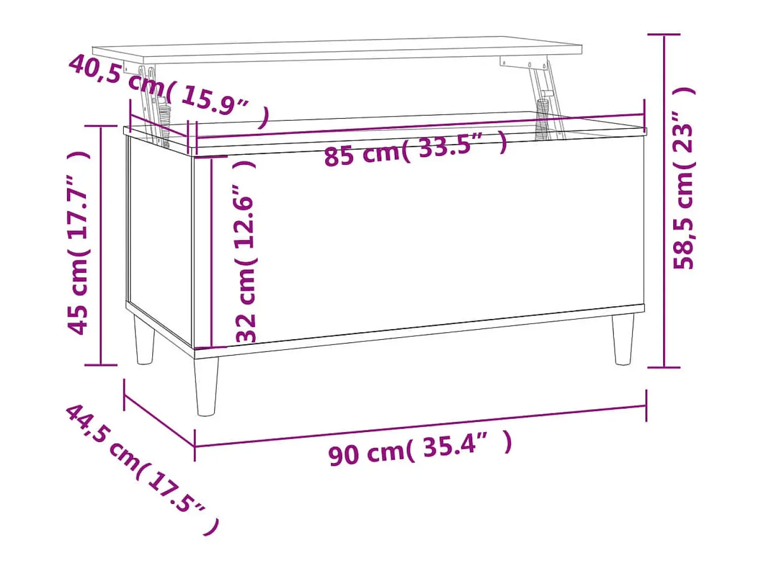Hot Mesa de centro | Mesa de apoio 90x44.5x45 cm derivados de madeira brilhante Branco